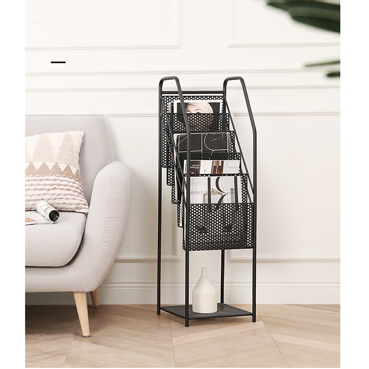 Multi-purpose display shelf for books and magazines - High-grade metal 5-tiered bookshelf - multi-tiered mini bookshelf for classrooms