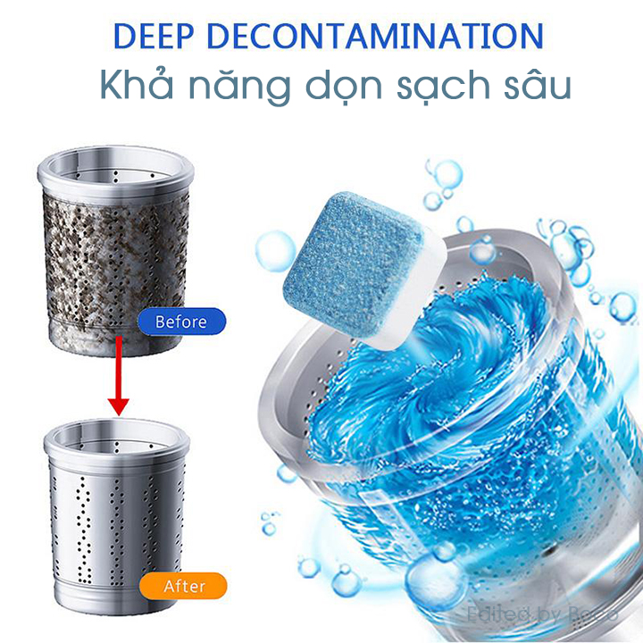 [ CÓ VIDEO THỰC TẾ ] Viên vệ sinh lồng máy giặt tẩy rửa khử mùi máy cửa trước ngang trên đứng tại nhà- Bột tẩy vệ sinh lồng máy giặt