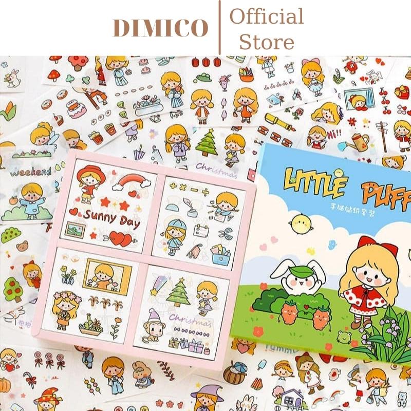 Bộ miếng dán sticker bộ 1000 miếng dán cô gái và bé thỏ d4.010.ho