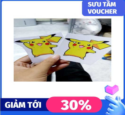 Combo 2 Tem Sticker Decal Dán Xe, Điện Thoại Pikachu cute Giá Rẻ