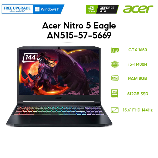 Laptop Acer Nitro 5 Eagle AN515-57-5669 (i5-11400H | 8GB | 512GB | GeForce® GTX 1650 4GB | 15.6 FHD 144Hz | Win 11)