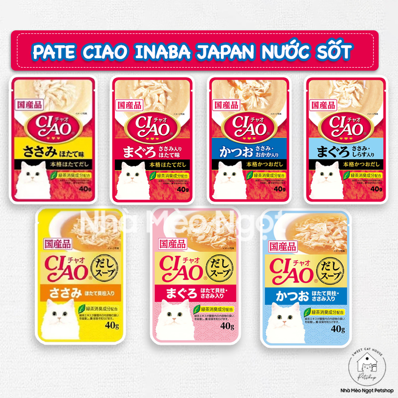 Pate Gói Ciao Inaba Japan Cho Mèo Dạng Sốt, Sản Xuất Thái Lan