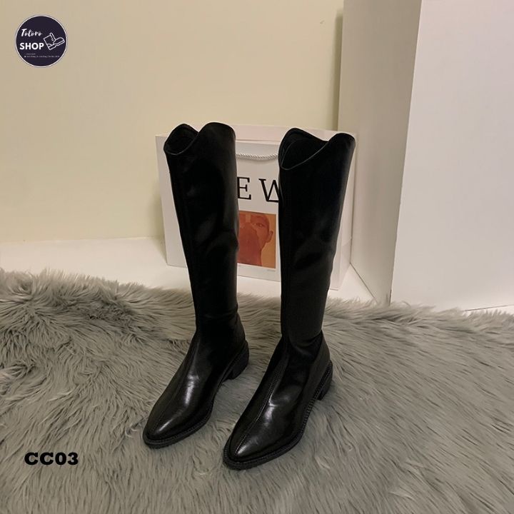 Giày bốt nữ cổ cao 35cm đế 3cm - cc03