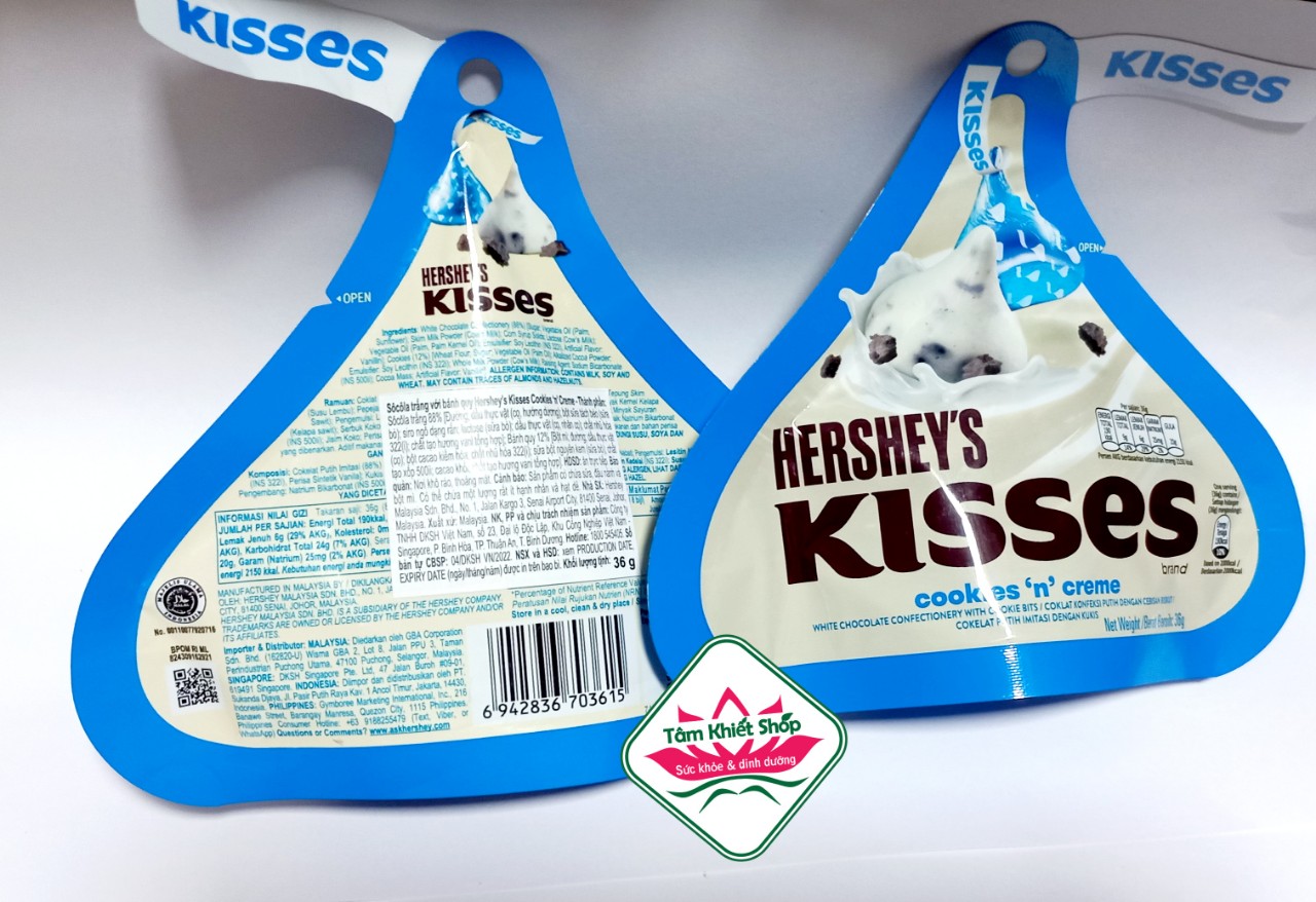 Socola Hershey Kisses vị oreo , 36 gr / gói, hsd: 12/2025