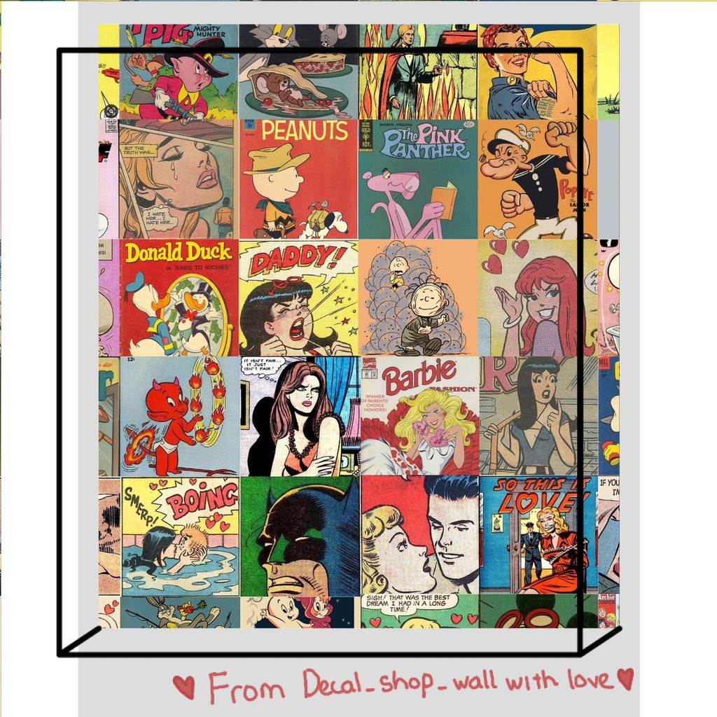 12 tấm wall collage dán tường trang trí phòng ngủ - theme hoạt hình cover