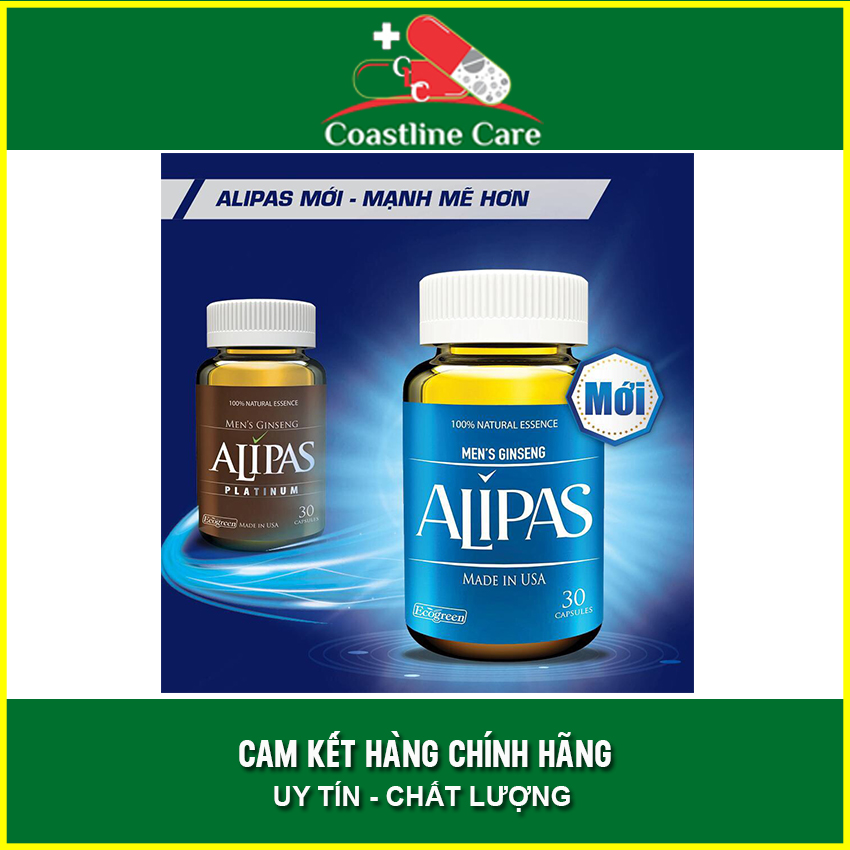 Sâm Alipas mẫu mới hỗ trợ tăng cường sinh lực phái nam hộp 30 viên coastlinecare pharmacy