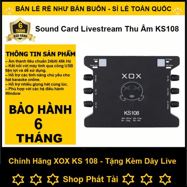 Bảng giá Sound Card XOX KS108 chuyên dùng cho thu âm, hát karaoke, Livestream, Sound card K10 Bản Quốc Tế, Tiếng Anh Phong Vũ