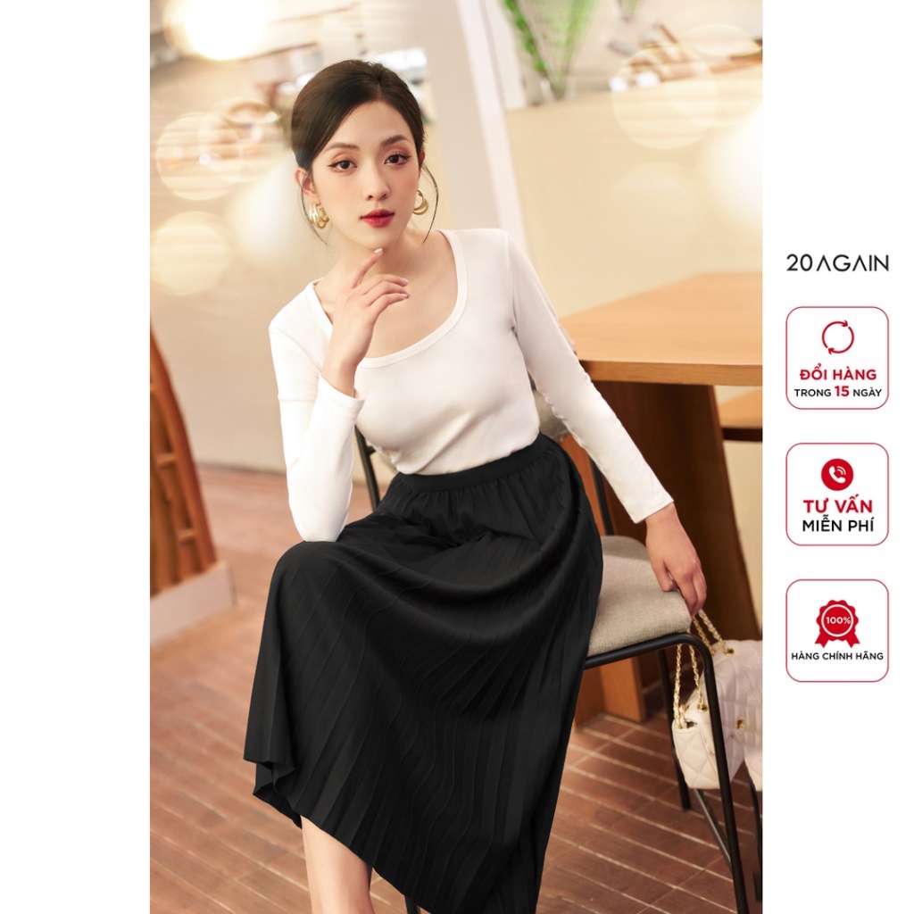 Chân váy xòe 20AGAIN, xếp ly thanh lịch basic JDW2530