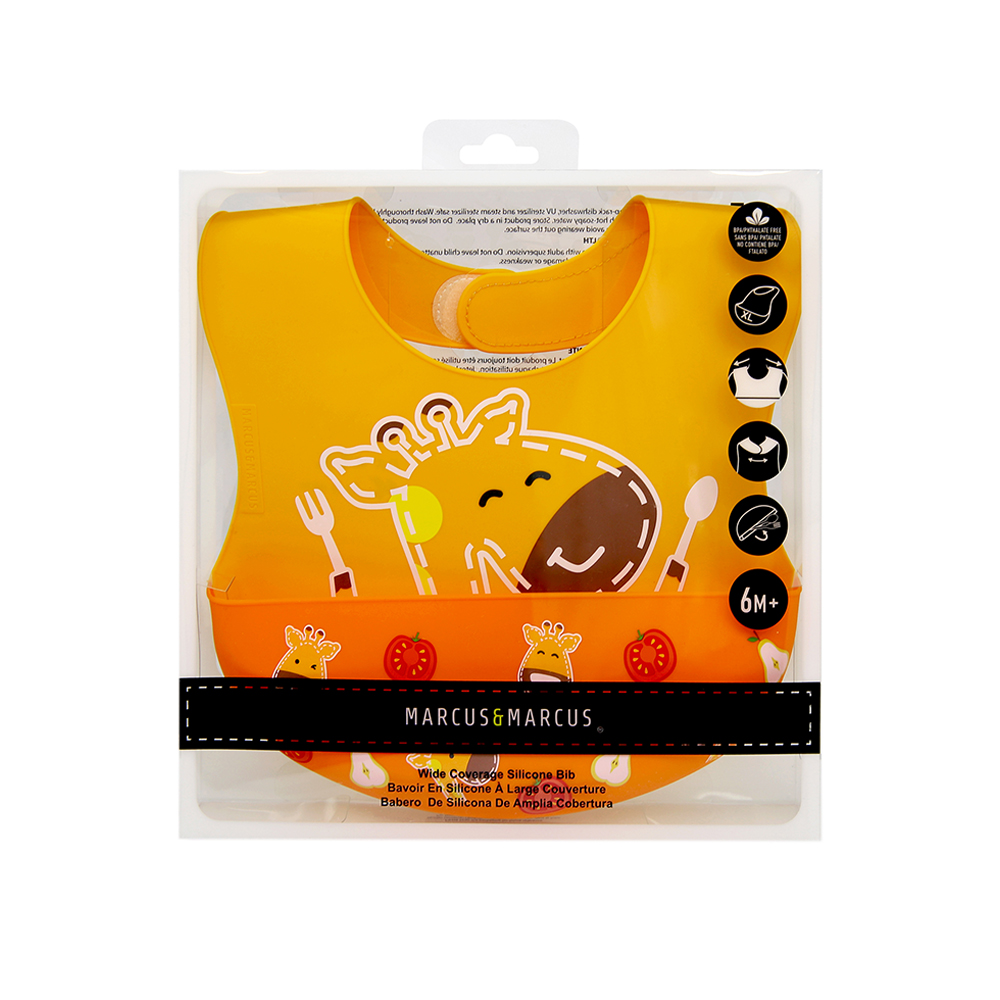 Yếm silicon ăn dặm cổ dán cho bé Marcus & Marcus,  từ 6 tháng - Lola