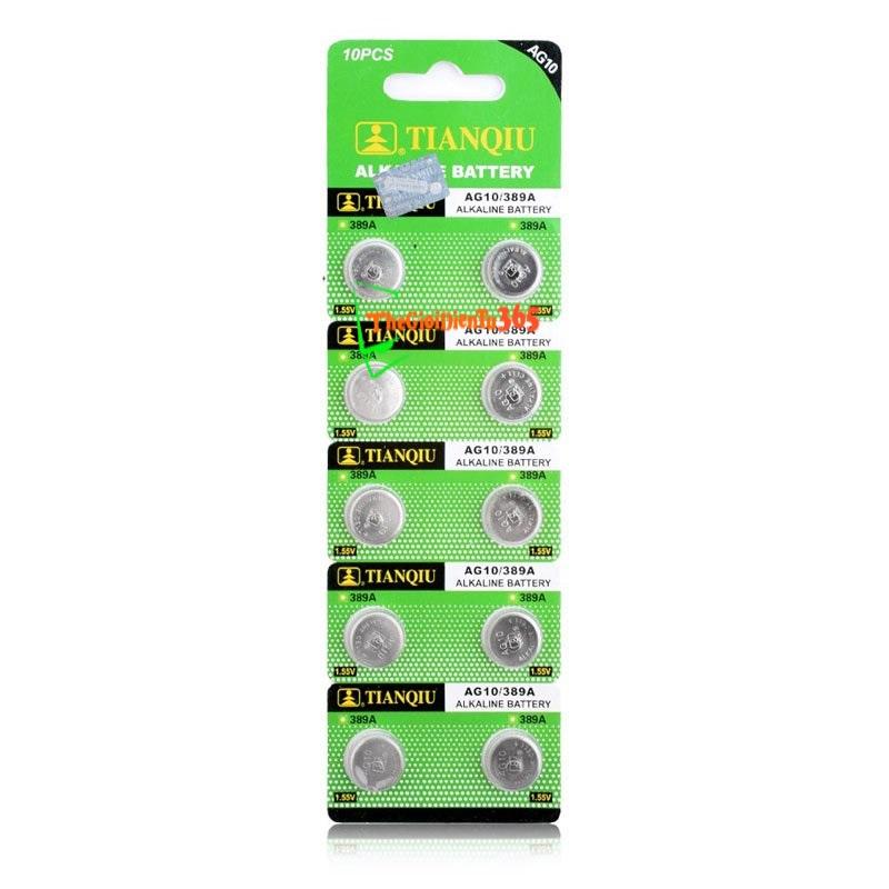Vỉ 10 viên pin cúc áo alkaline 1.5v ag10/lr1130/389a
