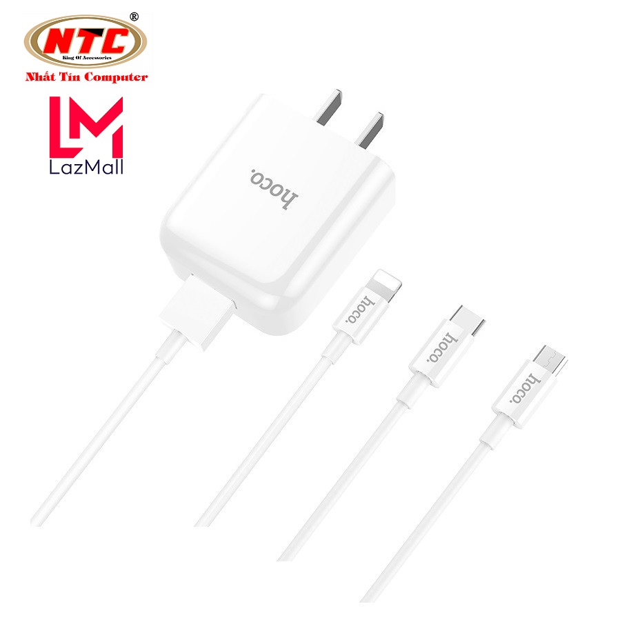 Bộ cốc sạc và cáp sạc hoco c49 cổng lightning / typec / micro-usb tùy chọn, output max 2a - nhat tin authorised store