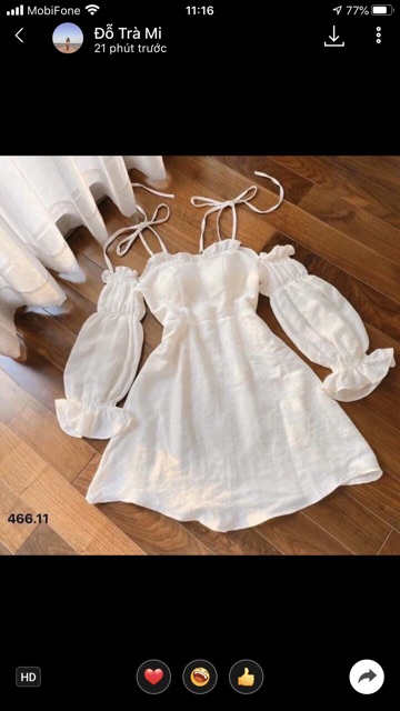 ✨ĐẦM RỚT VAI TAY BO ( CÓ ĐỆM NGỰC)