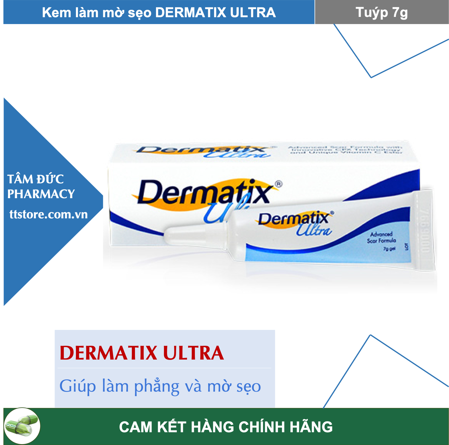 Gel Làm Mờ Sẹo DERMATIX ULTRA [Tuýp 7gr] - giảm sẹo lồi, sẹo lõm, mờ thâm [dematix]