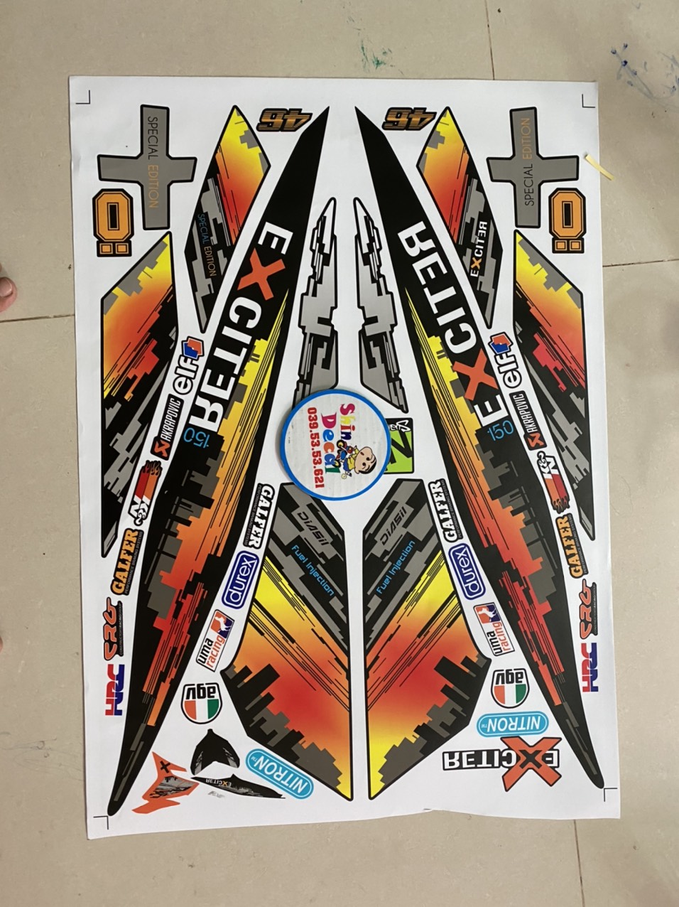 [HCM]Tem xe exciter 150 thành phố hoàng hôn tặng logo