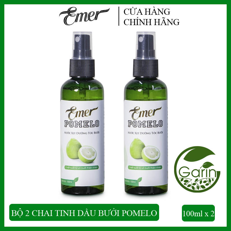 Liệu trình 1 tháng 2 chai Nước xịt dưỡng tóc tinh dầu bưởi Pomelo Emer (100ml x 2) giúp giảm rụng tóc, kích thích tóc mọc nhanh cho tóc dày và dài hơn gấp 2 đến 3 lần nhập khẩu