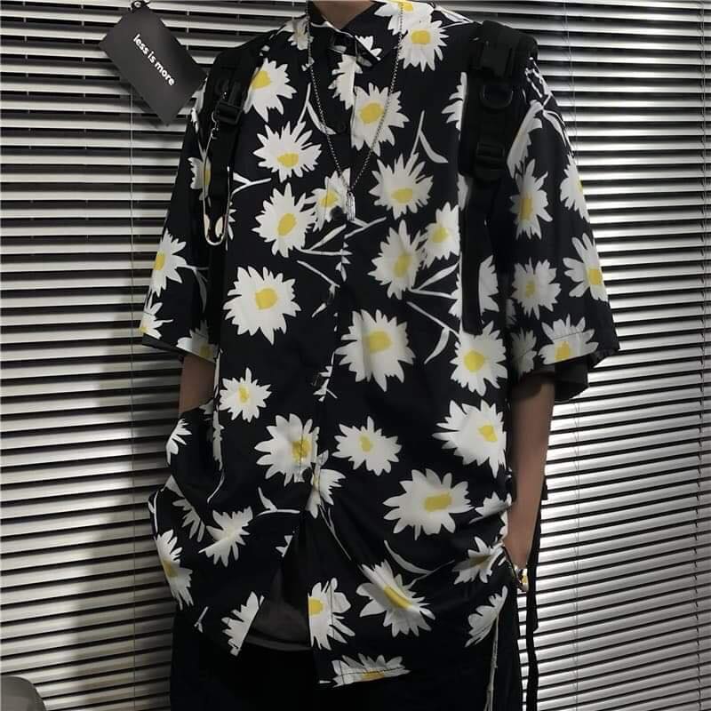 [HCM]Áo sơ mi nam nữ in hình CÀNH HOA CÚC cực hot