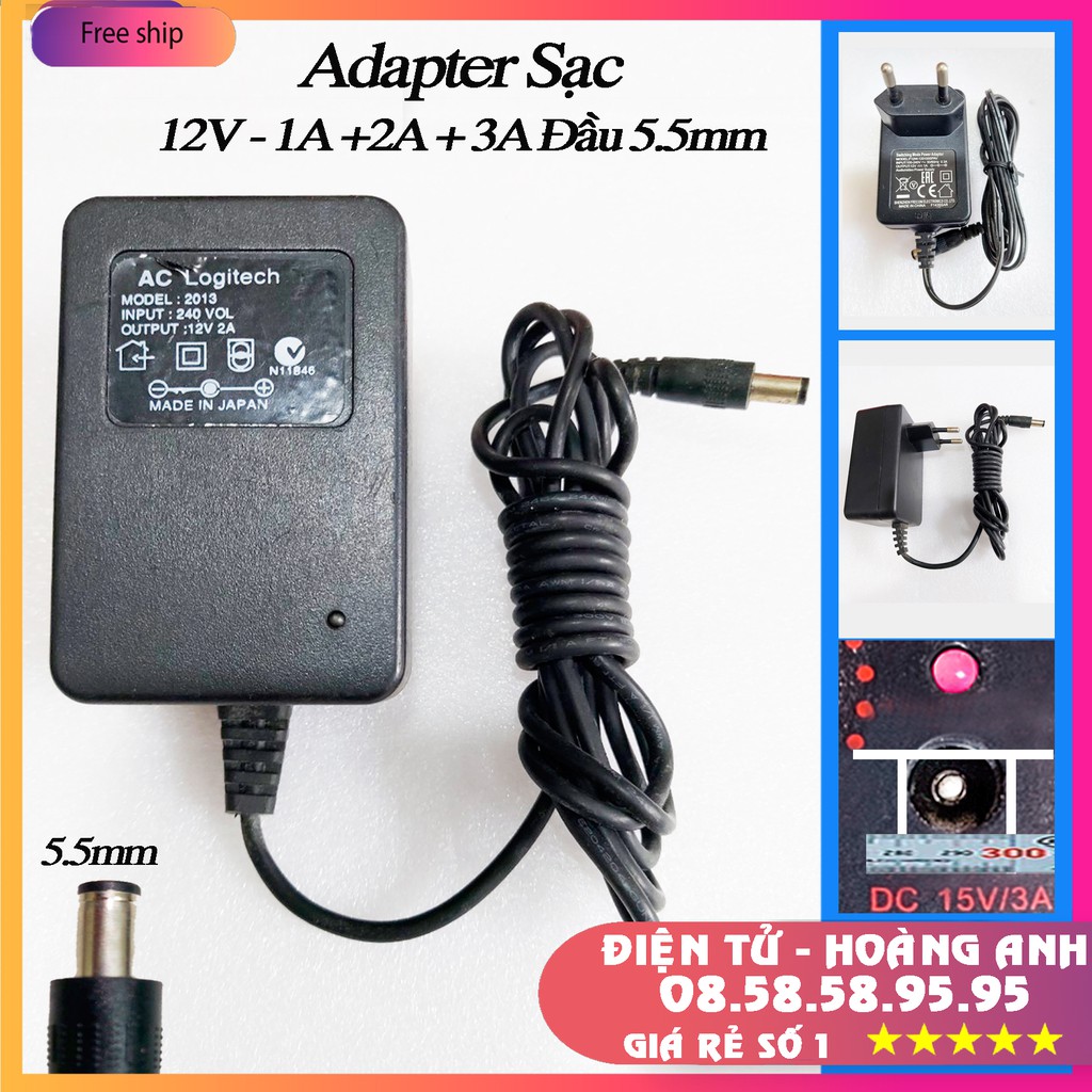 Adapter nguồn sạc 12v - 1a - 2a - 3a - 5a đầu 5.5mm