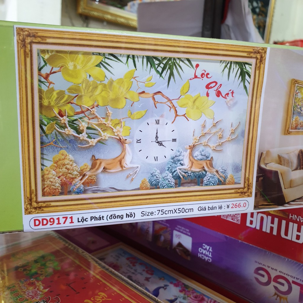 Tranh Đính Đá LỘC PHÁT (ĐÁ ABC CAO CẤP). Kích Thước: 75cm x 50cm