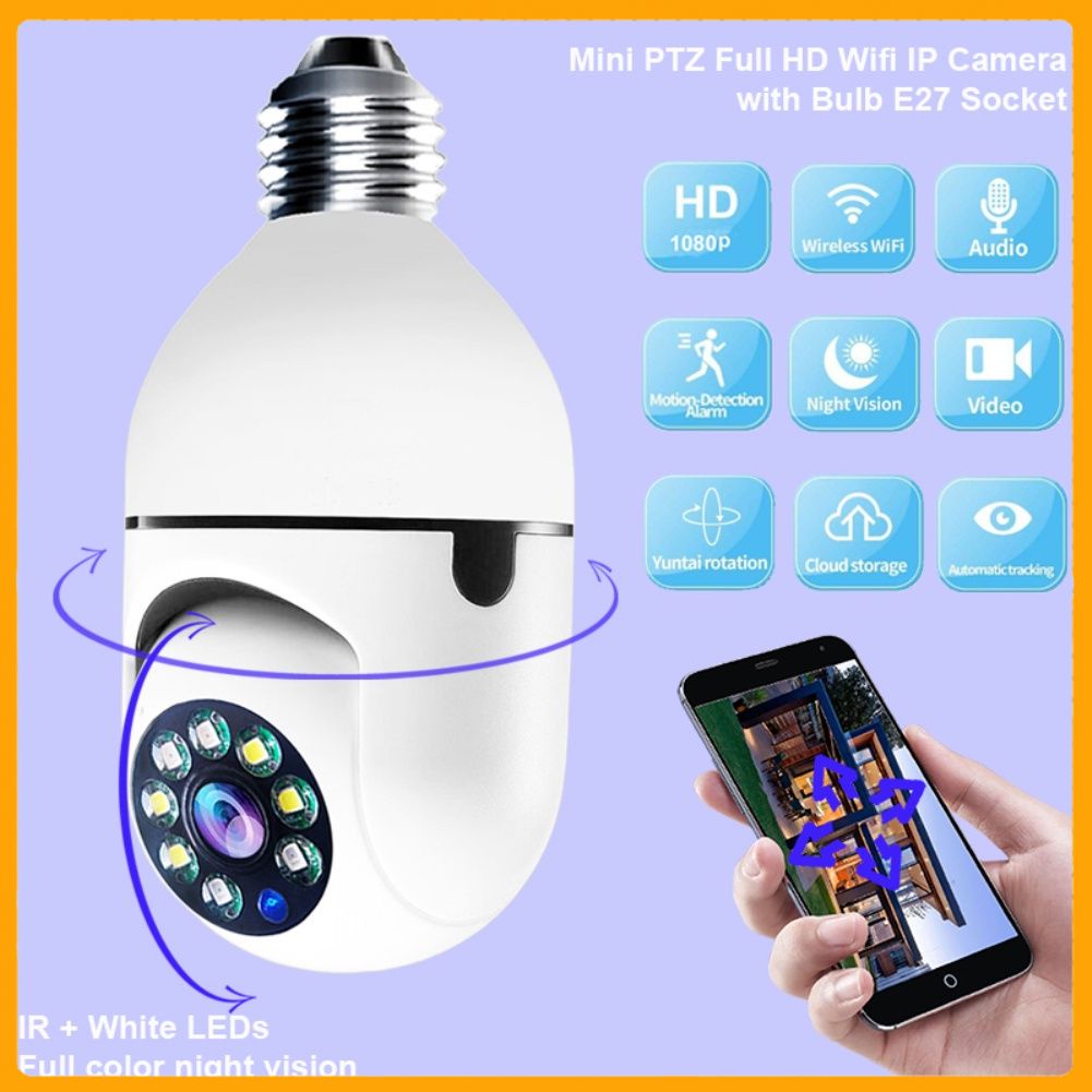 [HCM] Camera IP Wifi Yoosee 8 Led Xoay 360 Độ 2.0Mp - 1080P HK211 - Xài Đui Bóng Đèn dòng 220V- TOP 