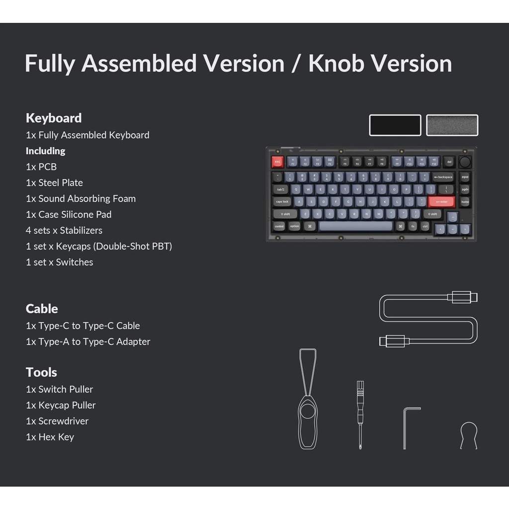 Bàn Phím Cơ Keychron V1 Custom QMK - Vesion Knob (Hàng Chính Hãng)