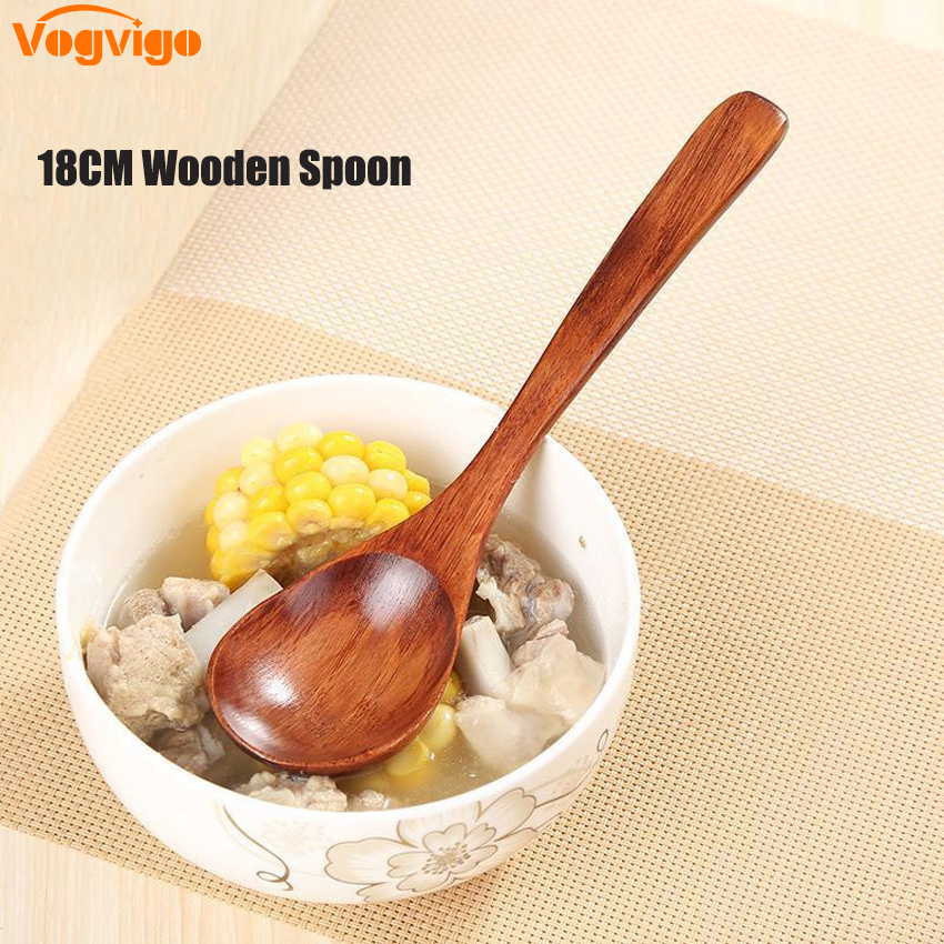 WoodenSpoon, 18CM Wooden Spoons Wood Soup Spoons for Kitchen Stirring and Cooking