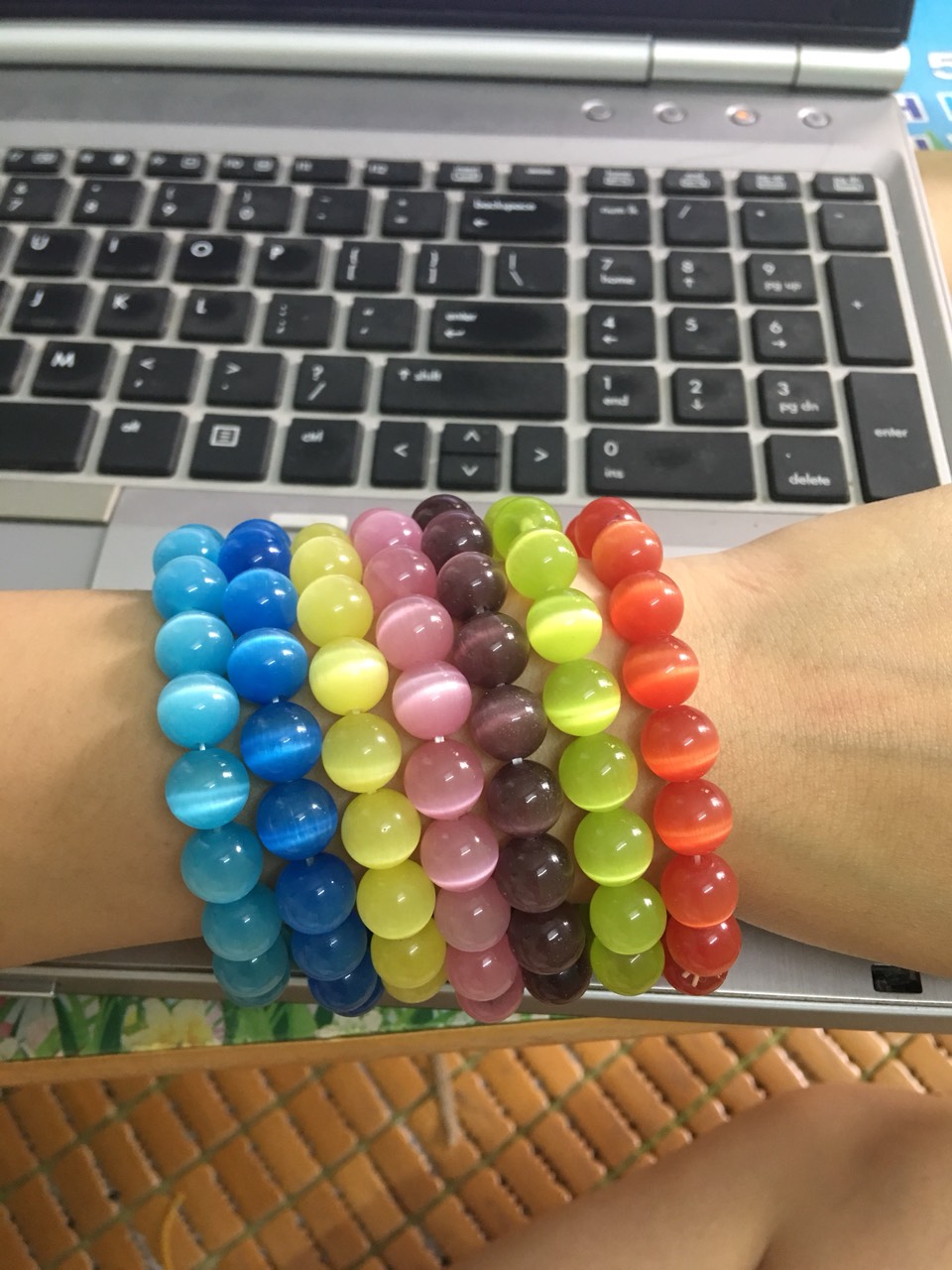 Vòng tay chuỗi đá mắt mèo 10ly-Nhiều màu
