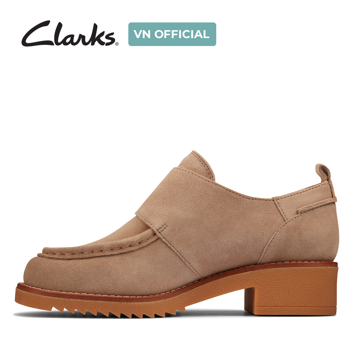 Giày Cao Gót 4cm Da Lộn Nữ Clarks - Eden Mid Monk