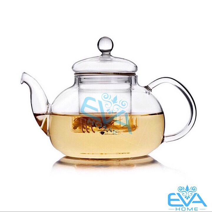 [HCM]Bình Trà Thuỷ Tinh Chịu Nhiệt Kèm Lõi Lọc Thủy Tinh 600 Ml