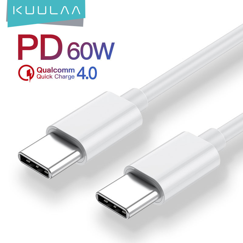 KUULAA Cáp USB Type C sang USB Type C kết nối sạc và truyền dữ liệu hỗ trợ sạc nhanh PD cho MacBook 2018 Samsung Galaxy note10 S10 S9 Huawei P30 iPad Pro 2018 Macbook Pro 2018 PD Charger Huawei P20