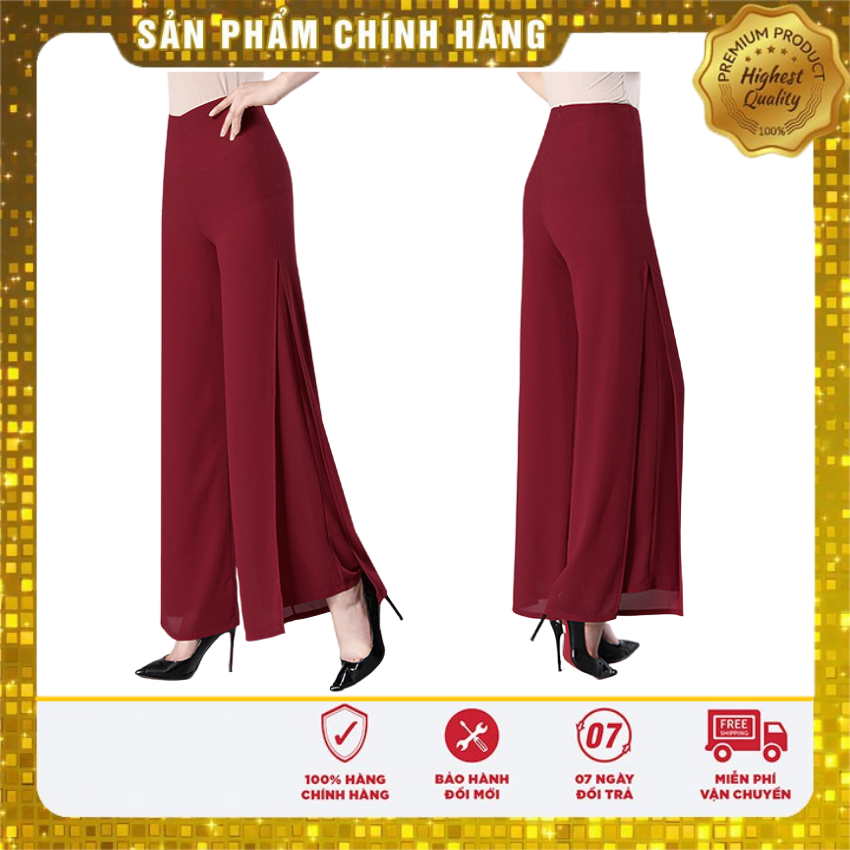 Quần ống rộng MS2042 quần giả váy , quần lưng cao chất vải chifone có 4 màu full size , ống sẻ tà bên hông dài 96-100cm