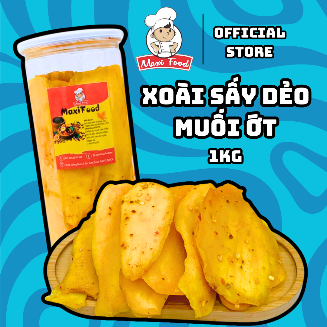 1kg xoài sấy dẻo muối ớt - maxifood
