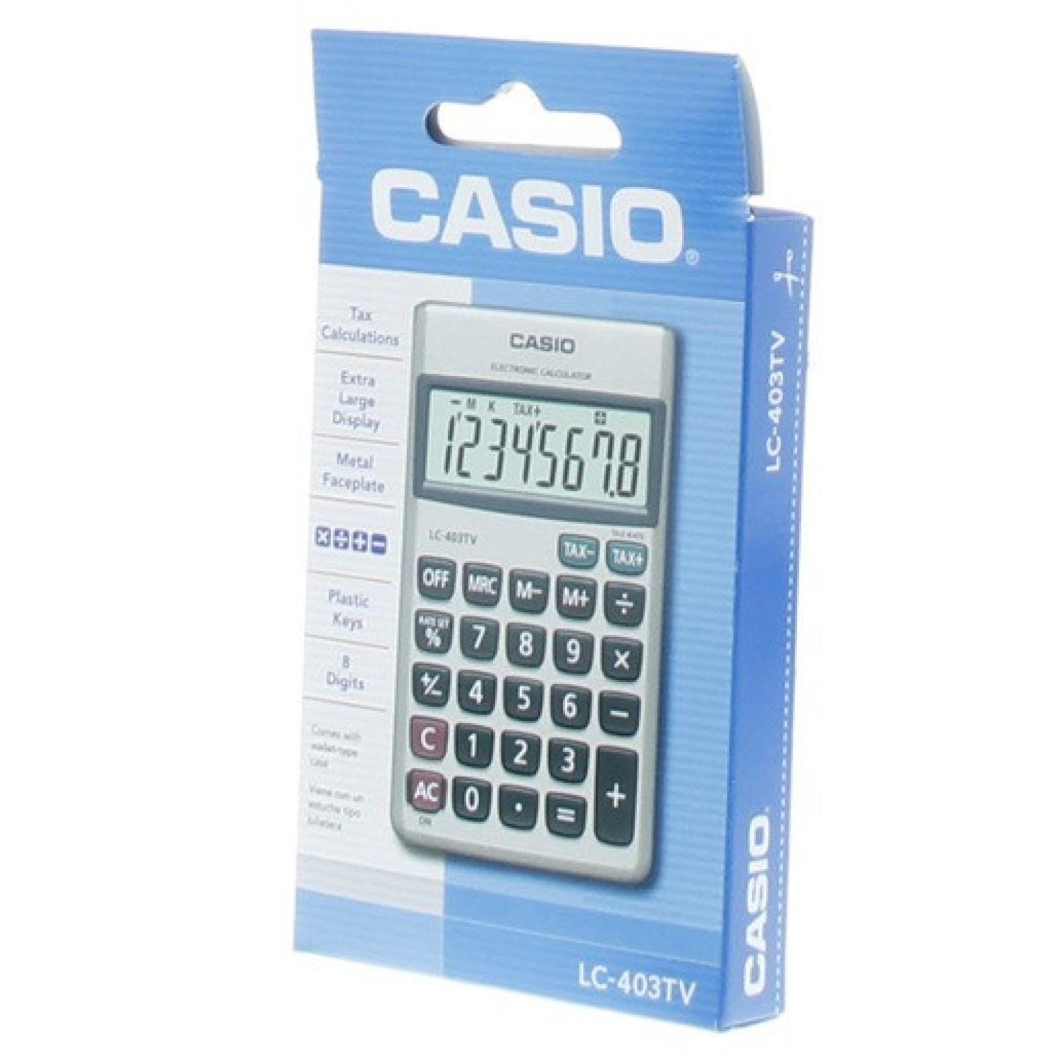 Máy tính CASIO LC403TV .Chức năng nổi trội: tính tỷ lệ phần trăm, đồng hồ và lịch sắp xếp