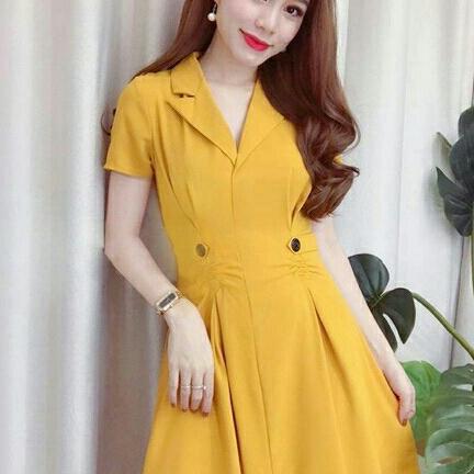 đầm cát hàn cổ vest