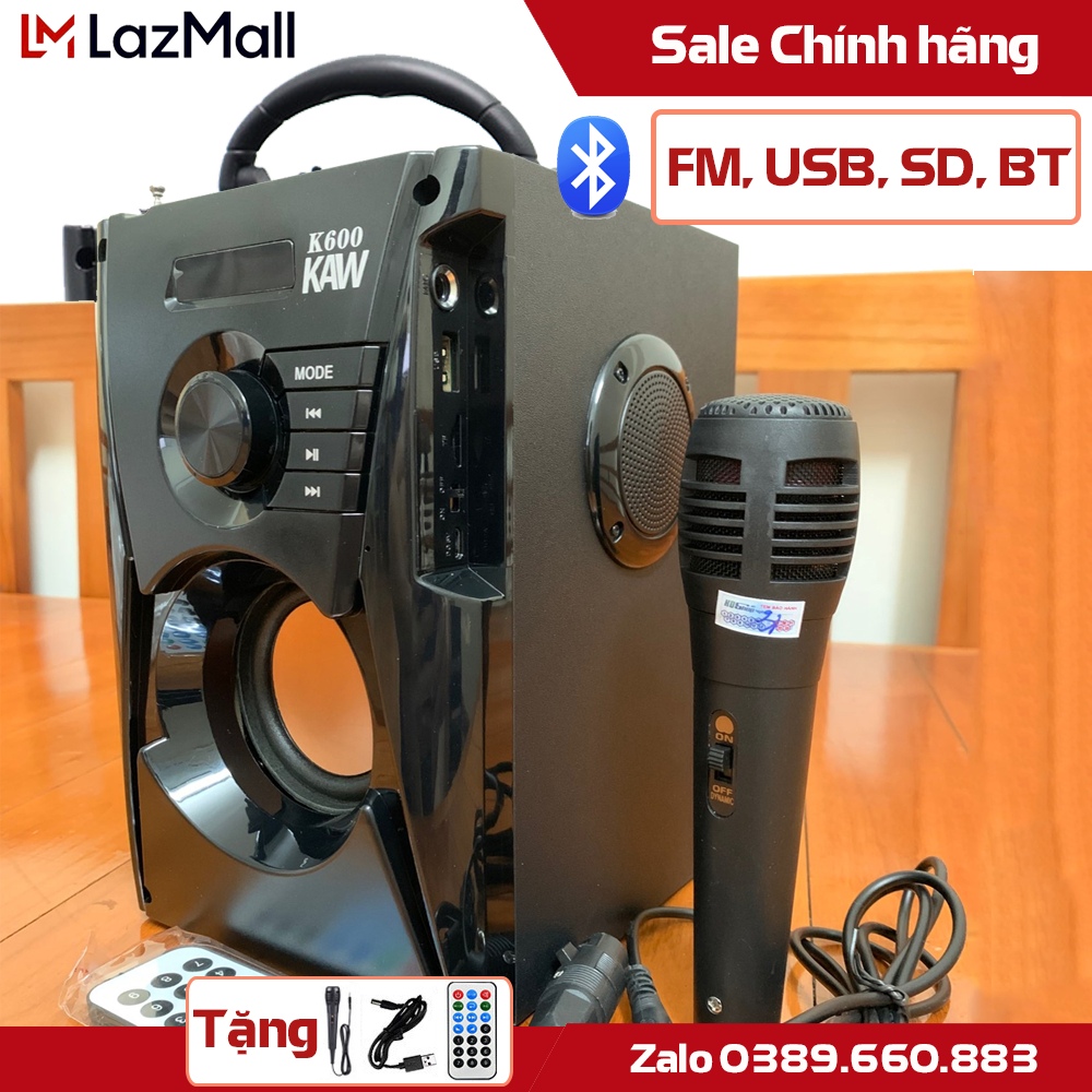 Mua Loa Bluetooth, Loa karaoke công suất lớn, Combo loa kèm mic, Loa Bluetoth Karaoke KAW-K600 Kèm 1 Mic - Bảo Hành 1 Đổi 1 mẫu mới 2021