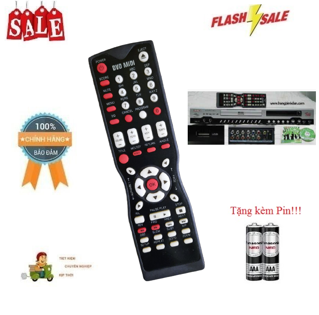 Remote Điều khiển Đầu đĩa DVD MIDI Karaoke 6 số- Hàng chính hãng mới 100% tặng kèm pin