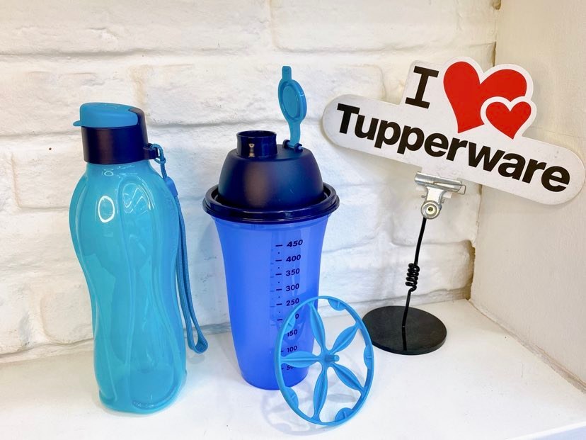 [Chính hãng] BỘ BÌNH NƯỚC VÀ BÌNH LẮC TUPPERWARE MEMBERKIT SHAKE N GO BLUE