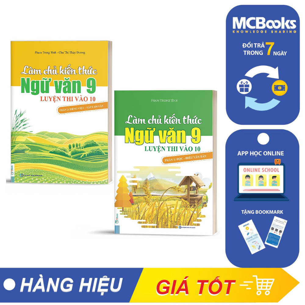 Sách - Combo Làm Chủ Kiến Thức Ngữ Văn 9 phần 1- phần 2 - McBooks
