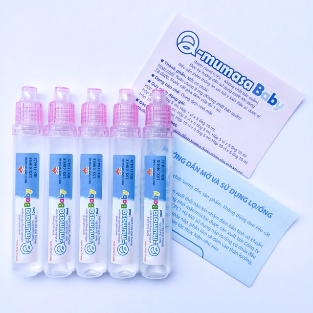 Nước muối sinh lý vô khuẩn cho bé Q-mumasa baby 10ml Hộp 5 ống