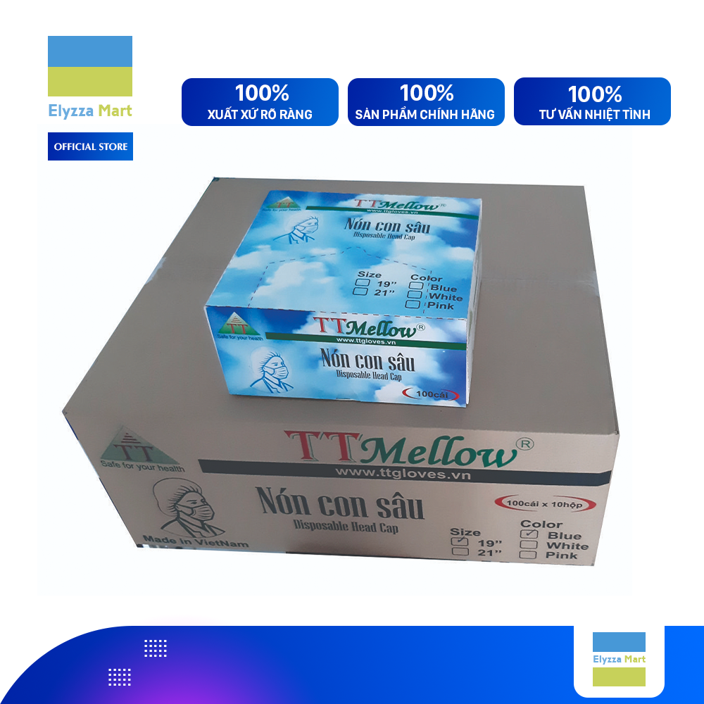 Nón Con Sâu Nón Trùm Đầu Y Tế (Hộp 100 Chiếc)