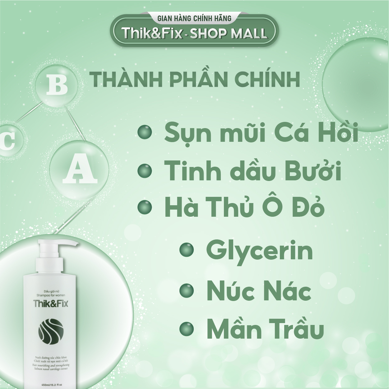 Combo 3 dầu gội Thik&Fix kích thích mọc tóc thảo dược dành cho Nữ