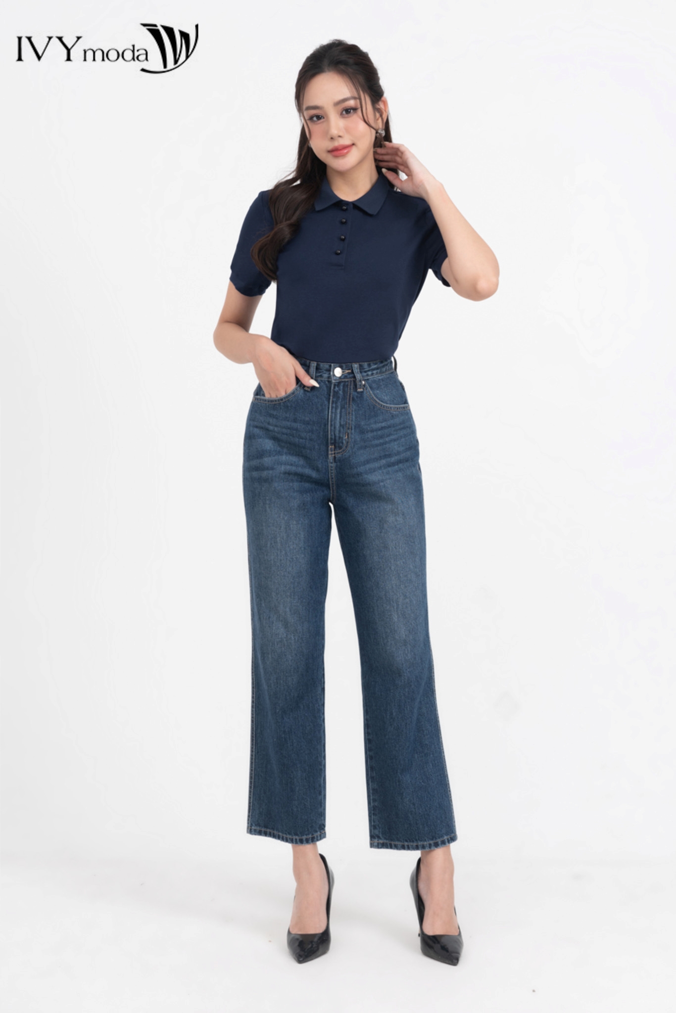 Áo Thun nữ Trơn Cổ Đức IVY moda MS 57P0154