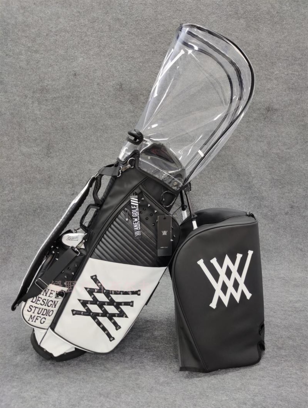 Túi đựng golf anew màu đen trắng độc lạ, túi đựng gậy golf. golf bag골프백 có 2 nắp túi gậy tiện lợi