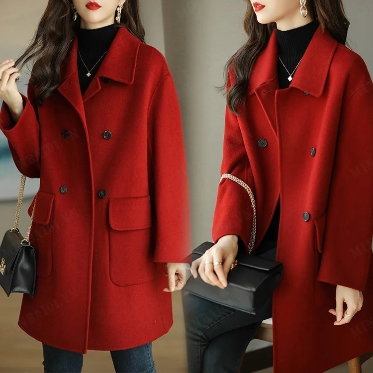 Women's High-end herringbone woolen coat
