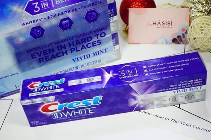 [HÀNG CHUẨN] Kem Đánh Răng Vị Bạc Hà Crest 3D White Vivid Mint Ultra (158g)