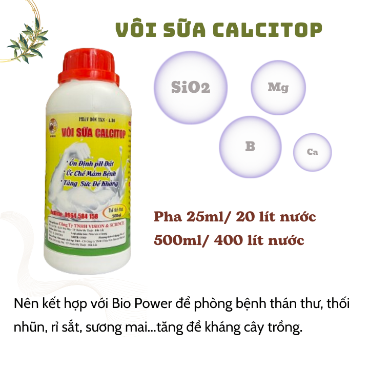 Nâng pH Đất, Hạ  Phèn Nhanh -  Phân Bón Cao Cấp - TKS VÔI SỮA (Chai 500ml)