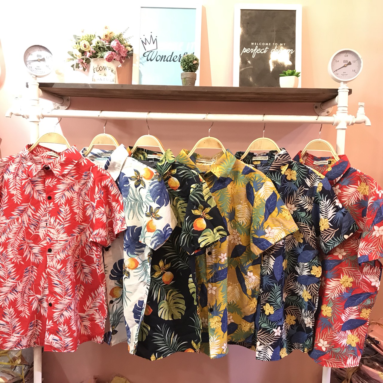 [HCM]Áo sơ mi hawaii hoa lá cây - ALC03