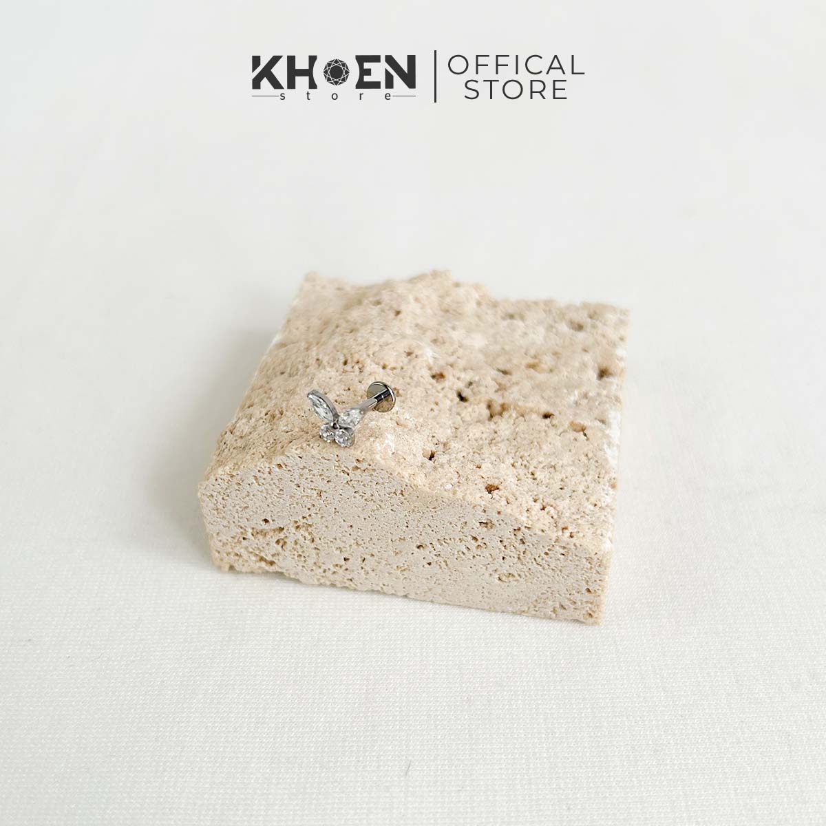 Khuyên tai bướm đá - titanium g23 - khoen store