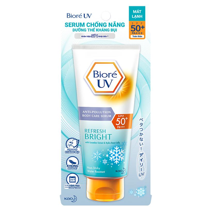[HCM]Serum chống nắng Biore UV Anti Pollution Body Care Refresh Bright SPF 50/PA+++ 150ml