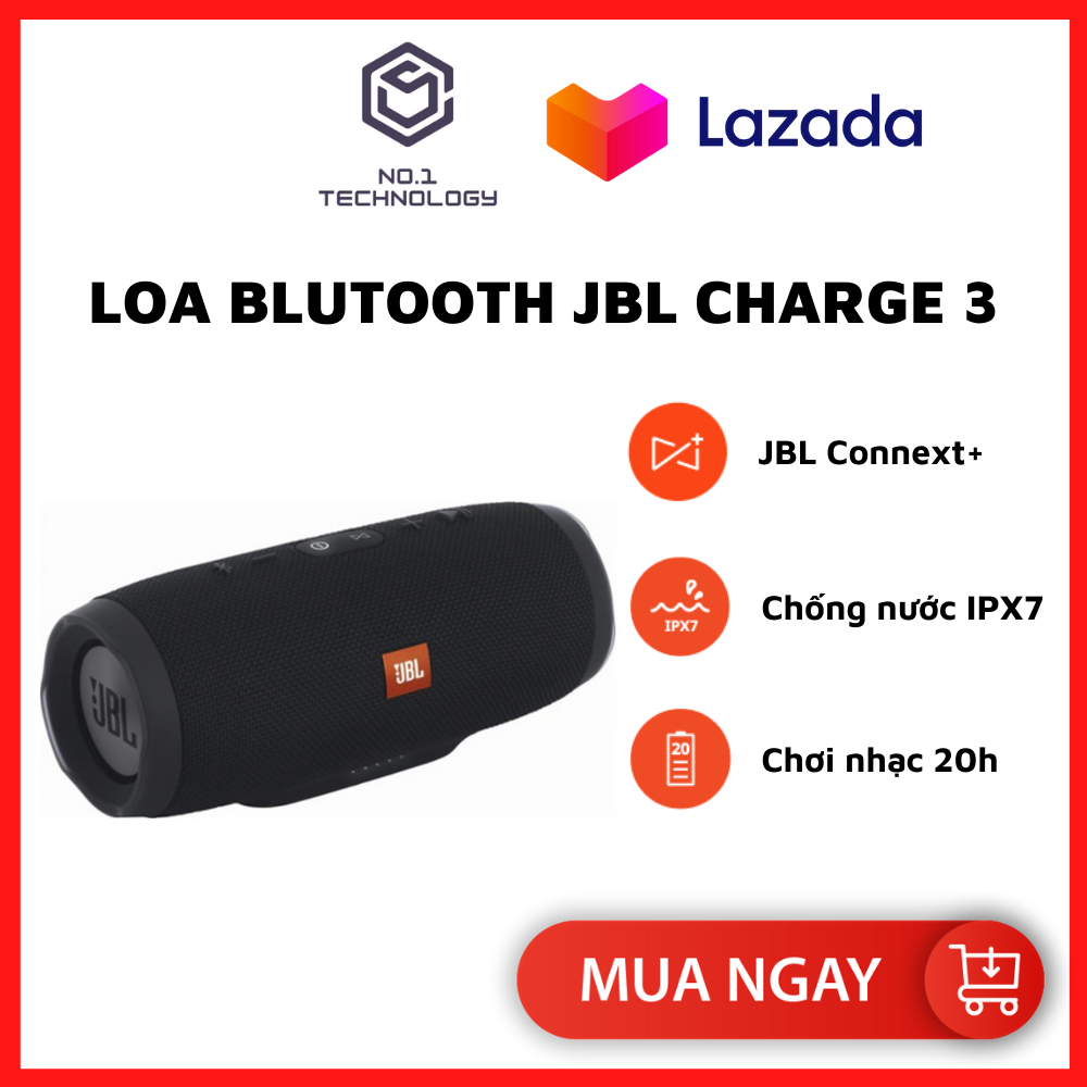 [ Like New 100% + BH 1 Năm ] Loa Bluetooth JBL Charge 3 - Loa Bluetooth Bass Mạnh, Công Suất Lớn - Loa nghe nhạc, Karaoke - Kết nối nhanh với điện thoại, máy tính - Pin Li-on 6000mAh - 20h chơi nhạc - Kháng nước IPX7