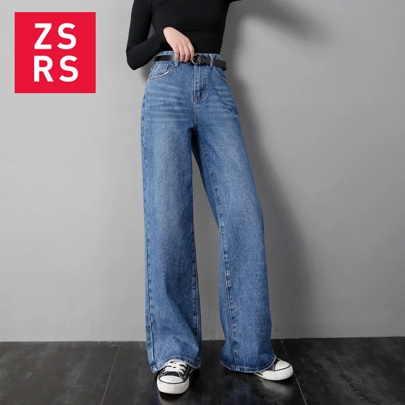 99k - quần jean nữ suông xanh đậm xước mèo - dong phuong - ao thun - vải denim trơn ống rộng